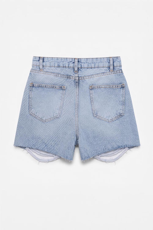 Distressed Mini Denim Shorts Blue