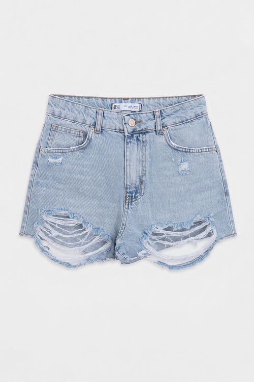 Distressed Mini Denim Shorts Blue