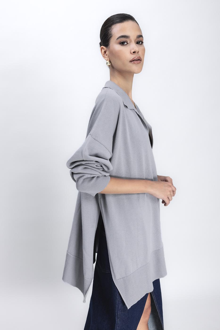 Slit Detailed Oversized Pullover