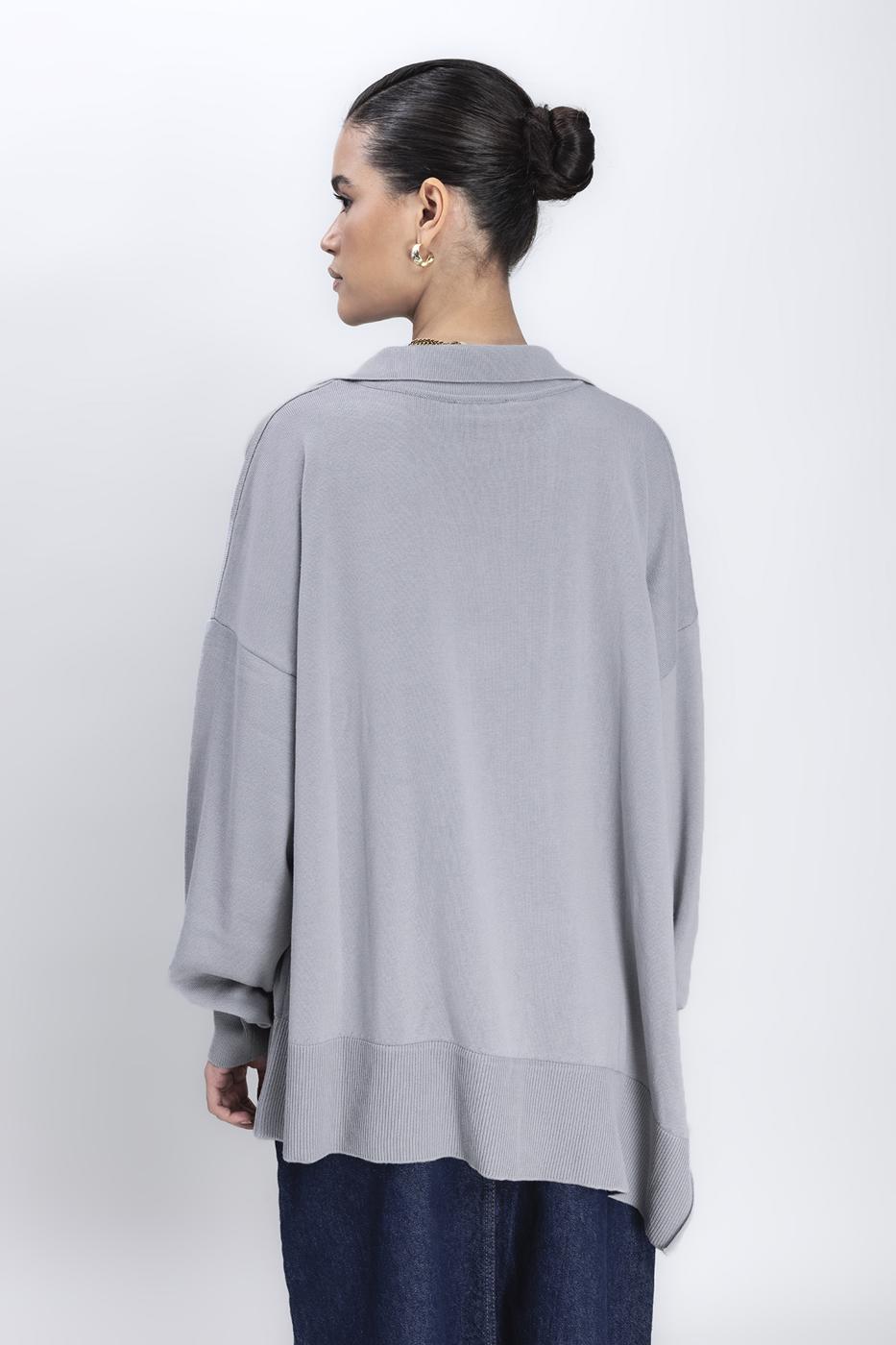 Slit Detailed Oversized Pullover