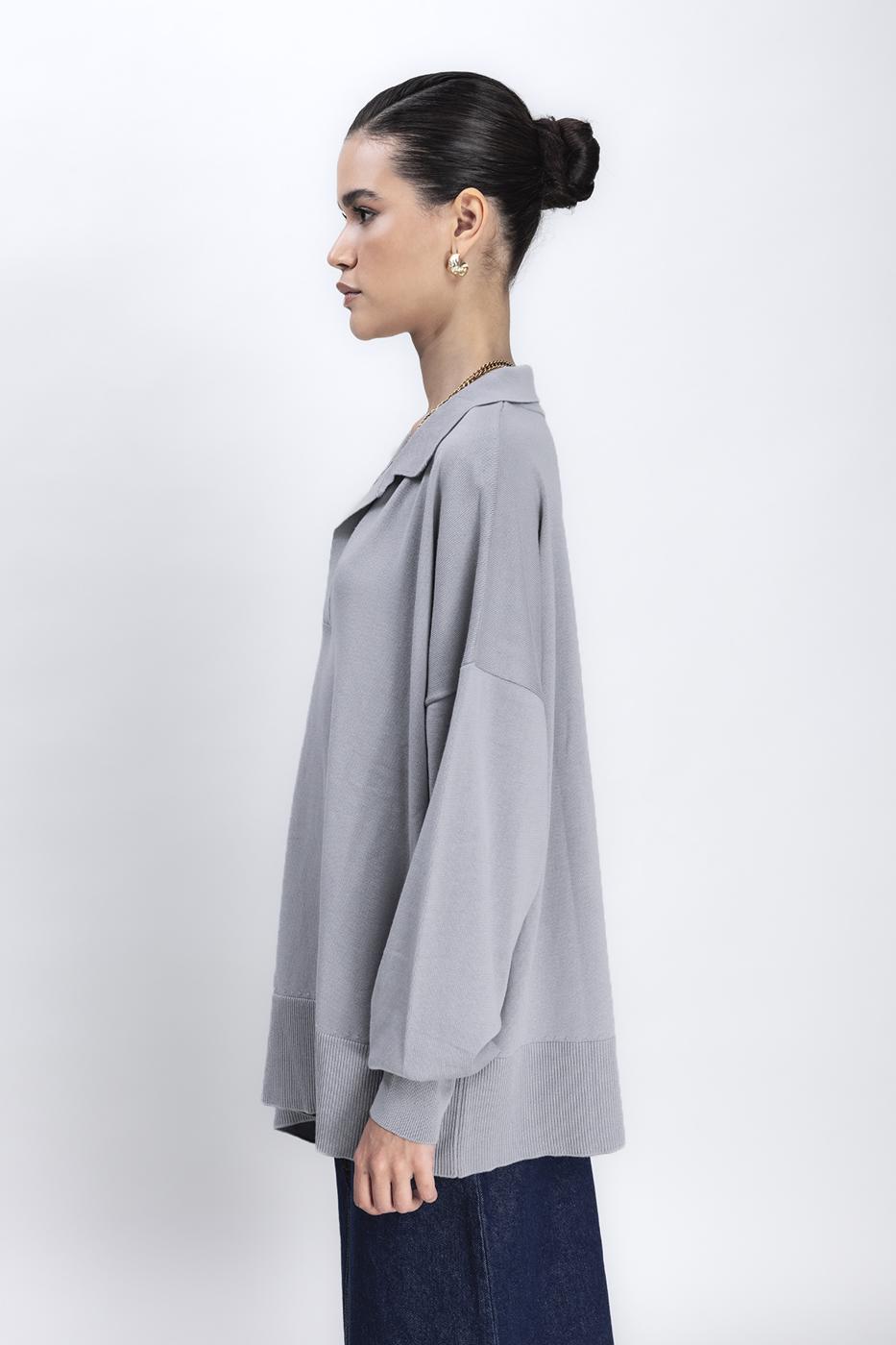 Slit Detailed Oversized Pullover