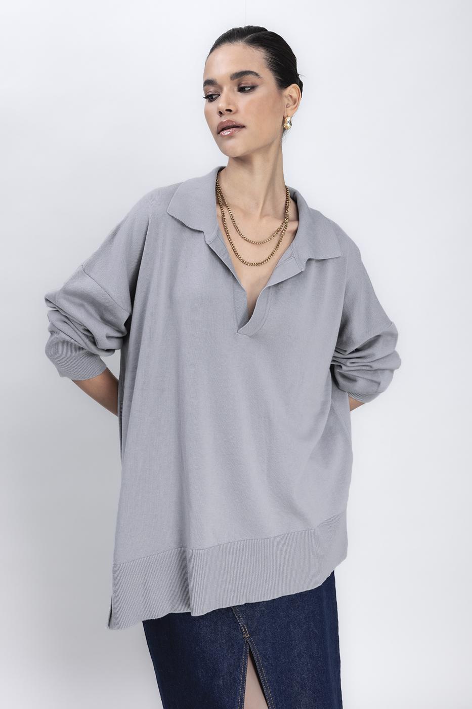 Slit Detailed Oversized Pullover