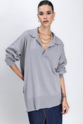 Slit Detailed Oversized Pullover