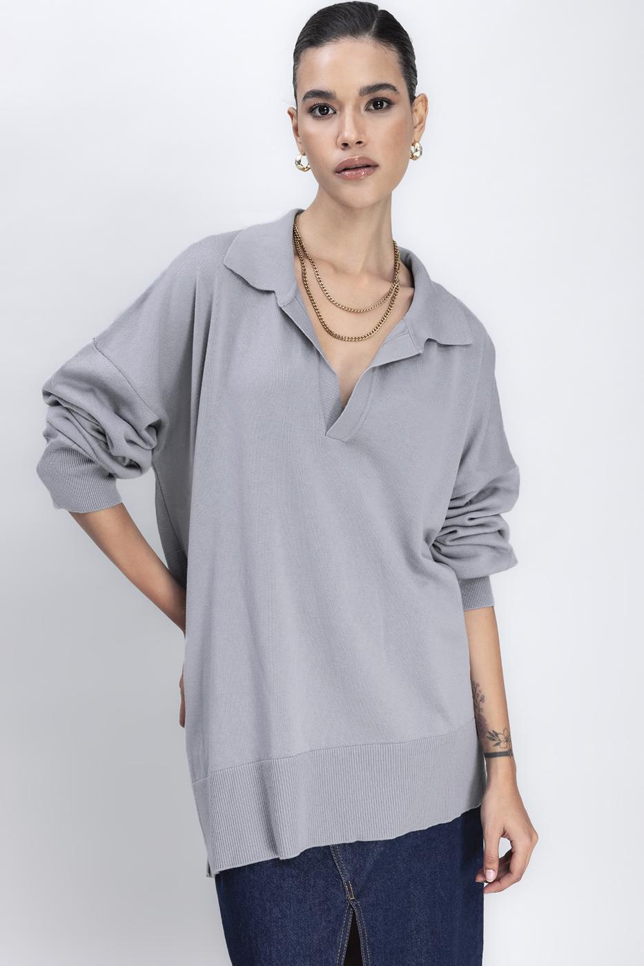 Slit Detailed Oversized Pullover