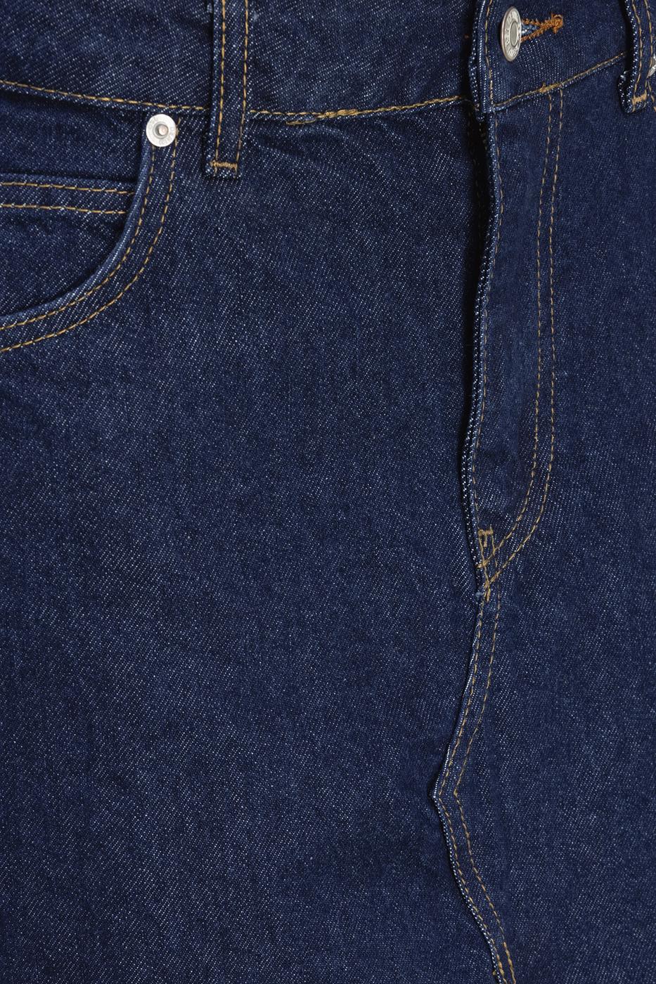 Slit Detailed Denim Skirt Navy