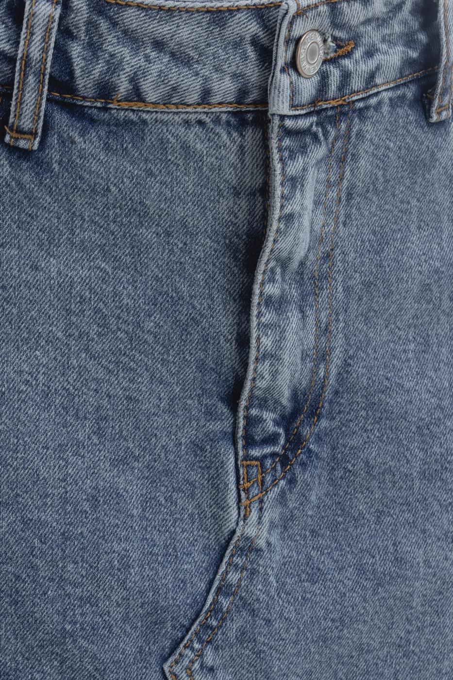 Slit Detailed Denim Skirt Blue