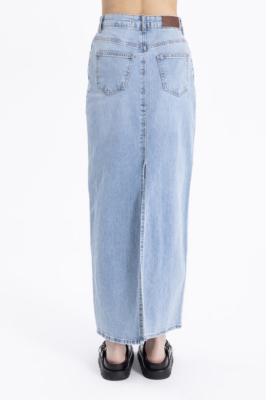 Slitted Maxi Denim Skirt L.blue