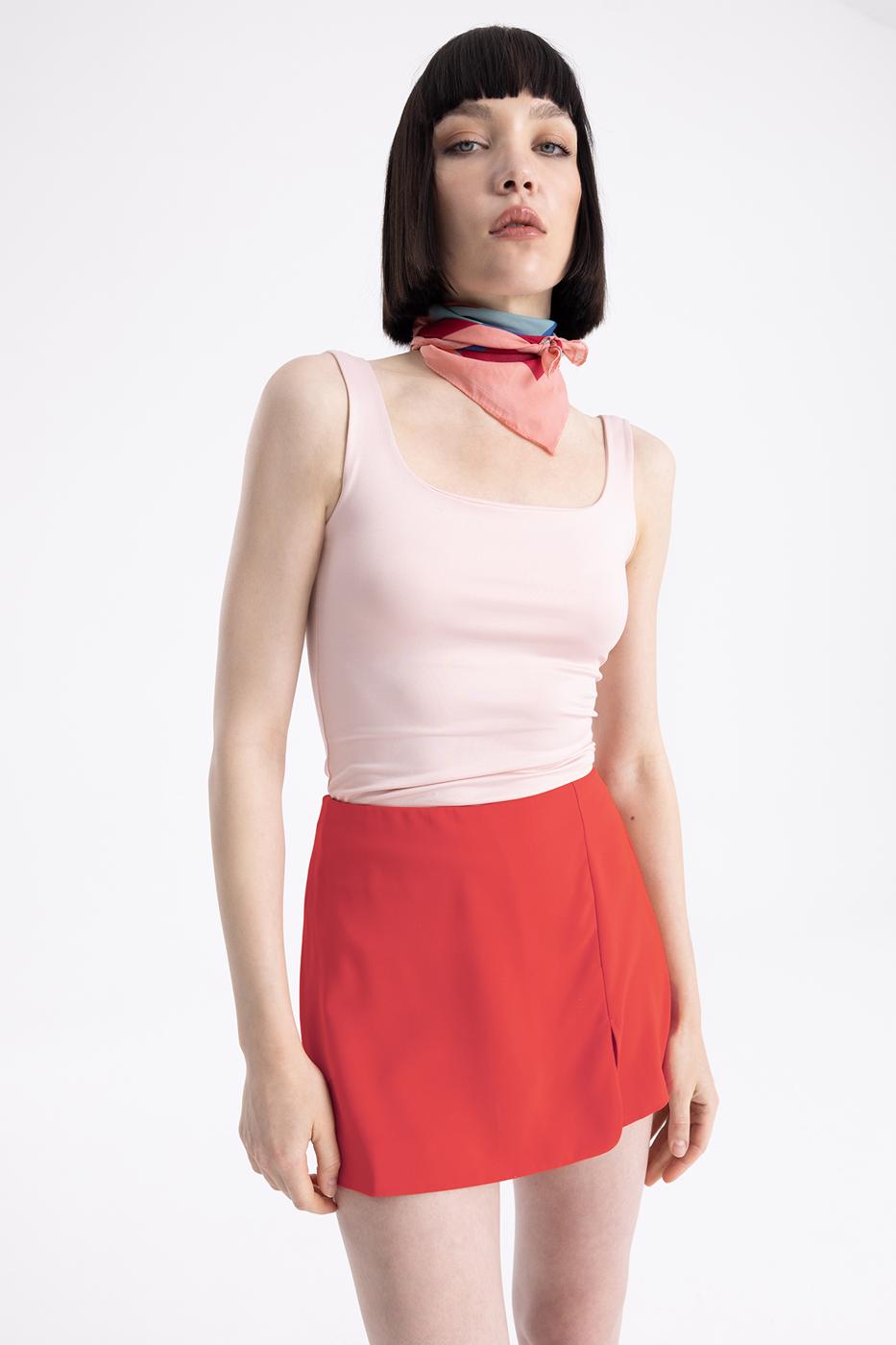 Slitted Mini Short Skirt