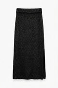 Slit Knit Maxi Slim Skirt Black