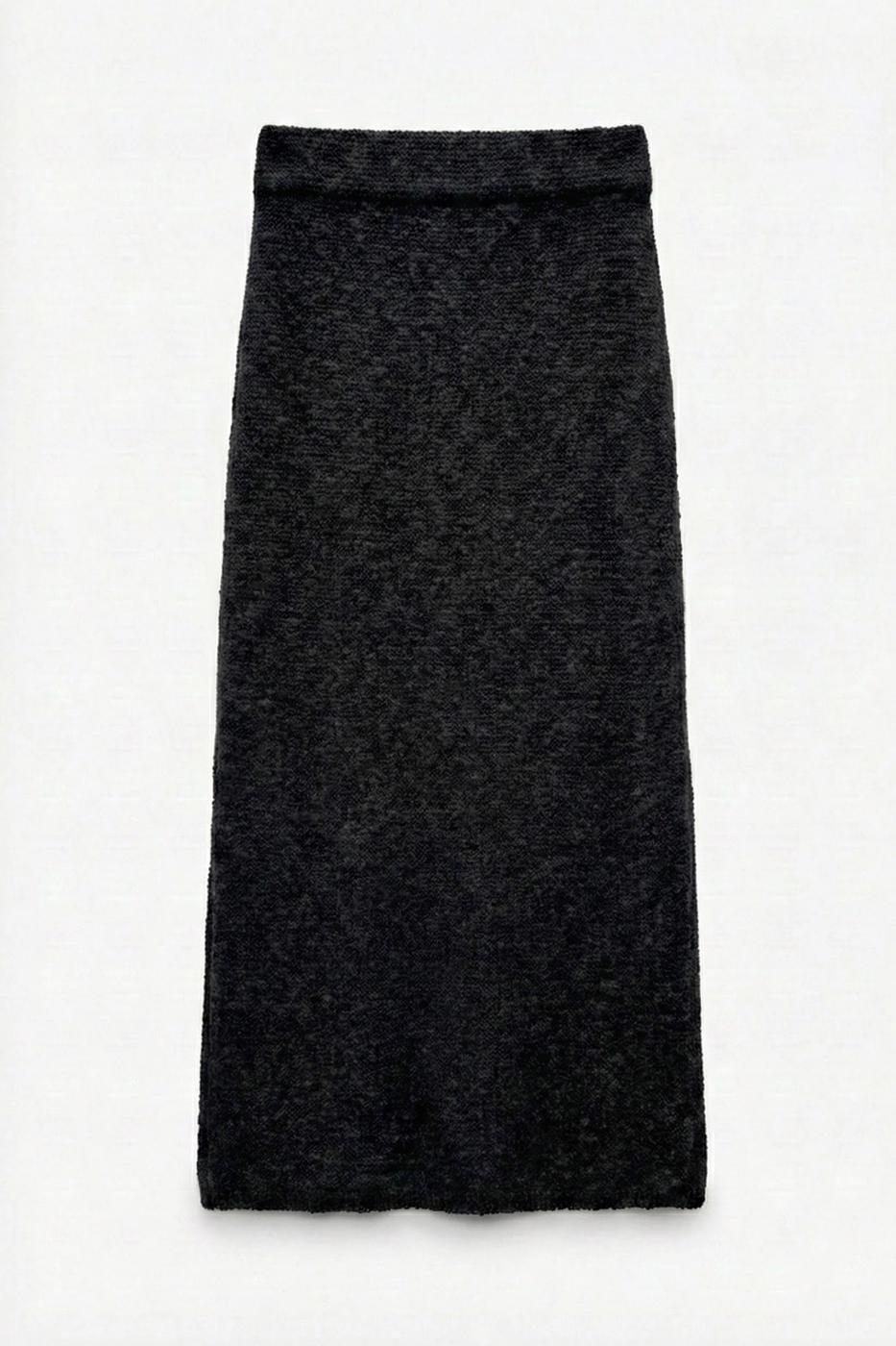 Slit Knit Maxi Slim Skirt Black