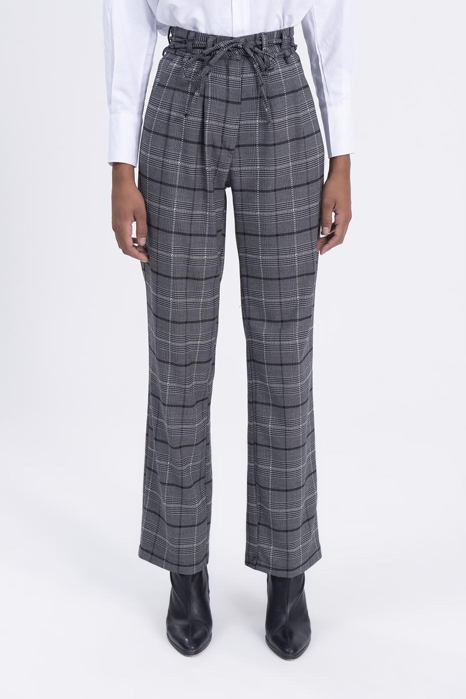 High rise plaid pants Grey