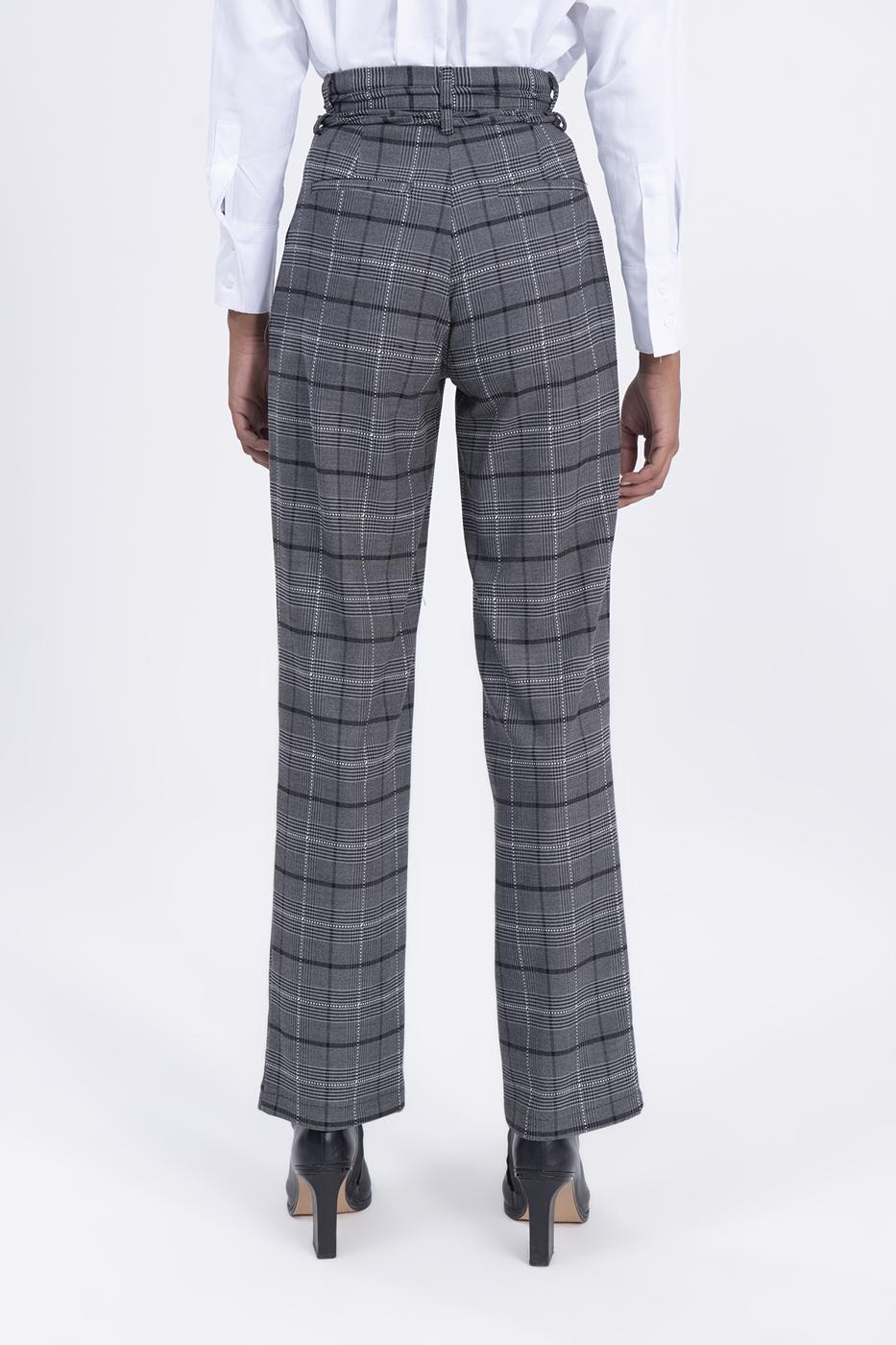 High rise plaid pants Grey