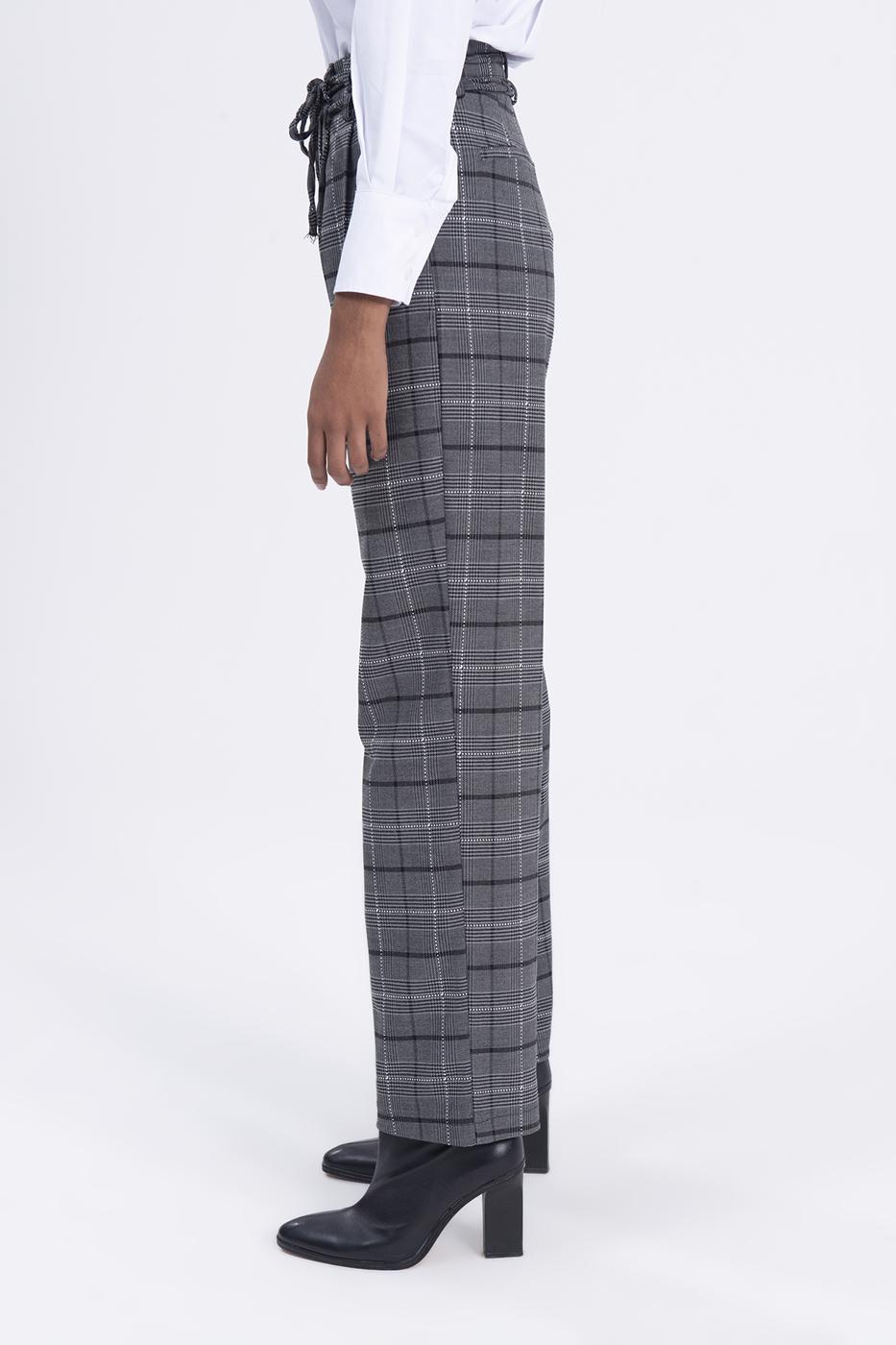 High rise plaid pants Grey