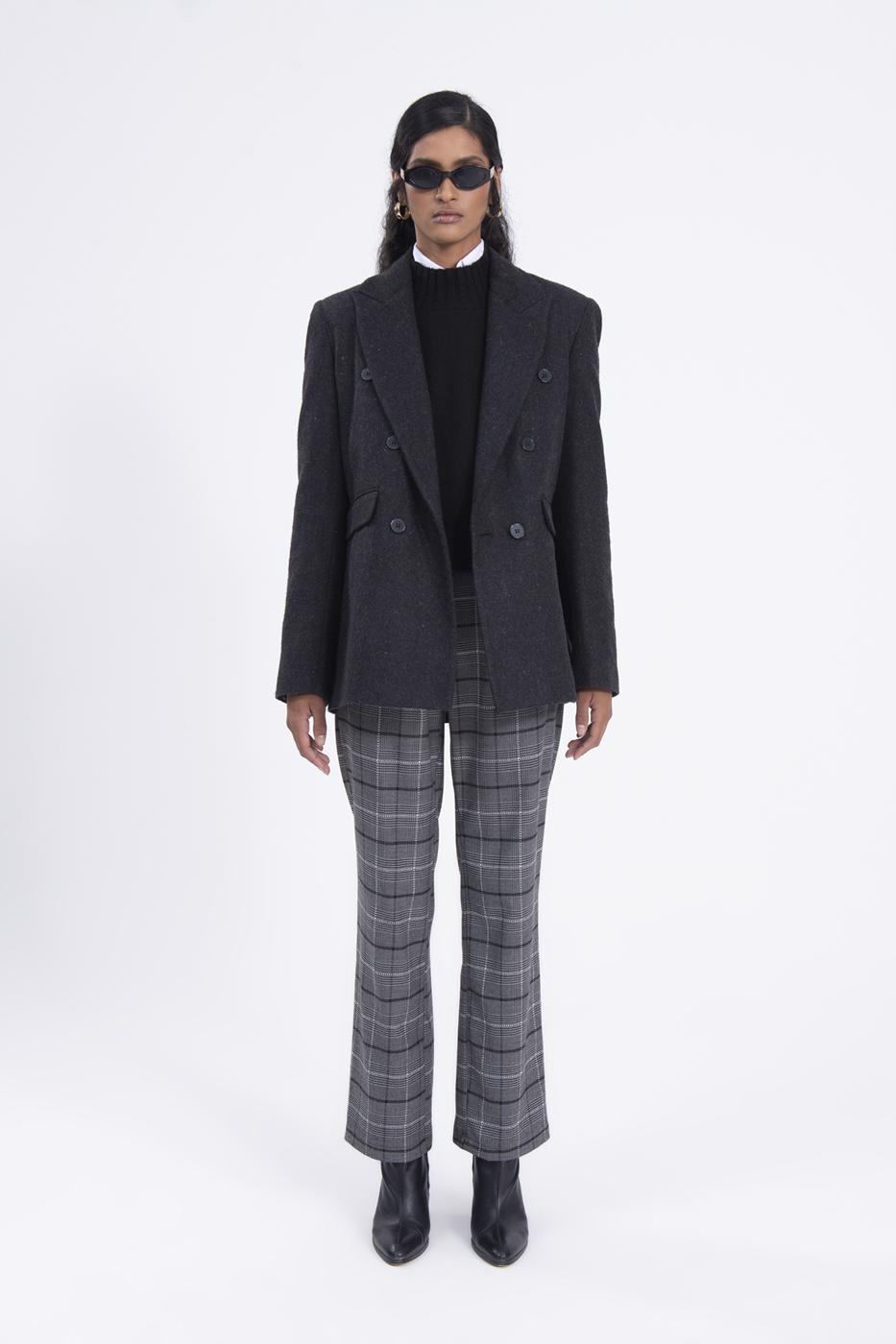 High rise plaid pants Grey
