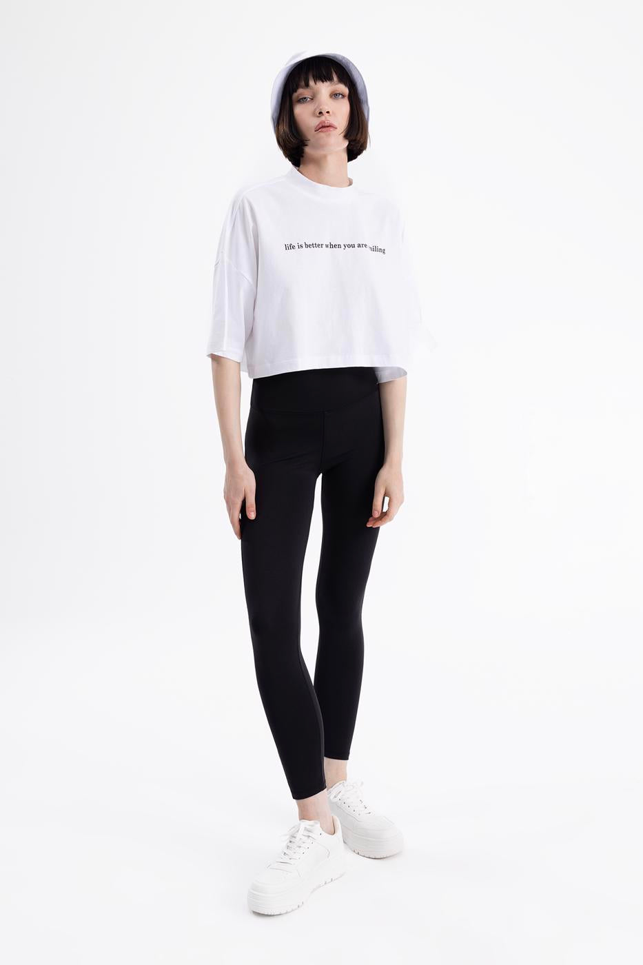 High Waisted Corsage Leggings Black