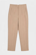 High-Waisted Darted Cigarette Pants Beige