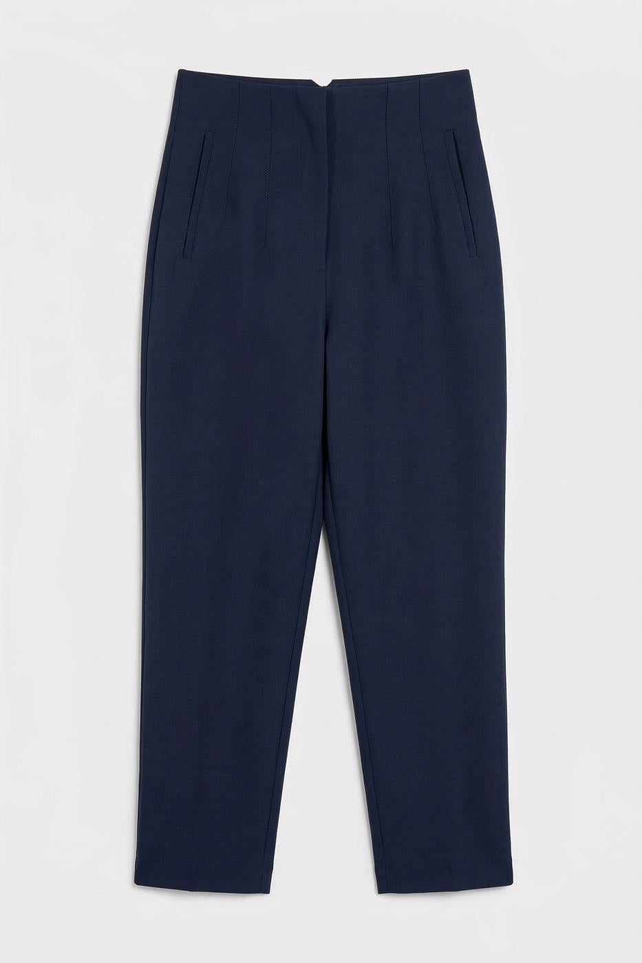 High-Waisted Darted Cigarette Pants Navy