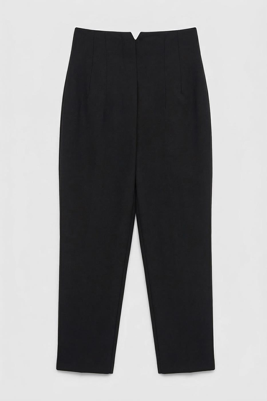 High-Waisted Darted Cigarette Pants Black