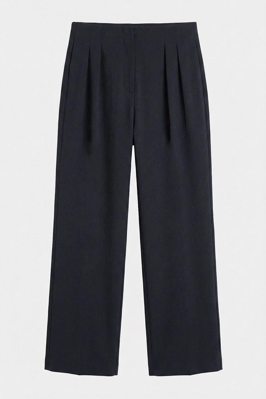 High-Waisted Pleated Trousers Anthracite