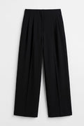 High-Waisted Pleated Trousers Black