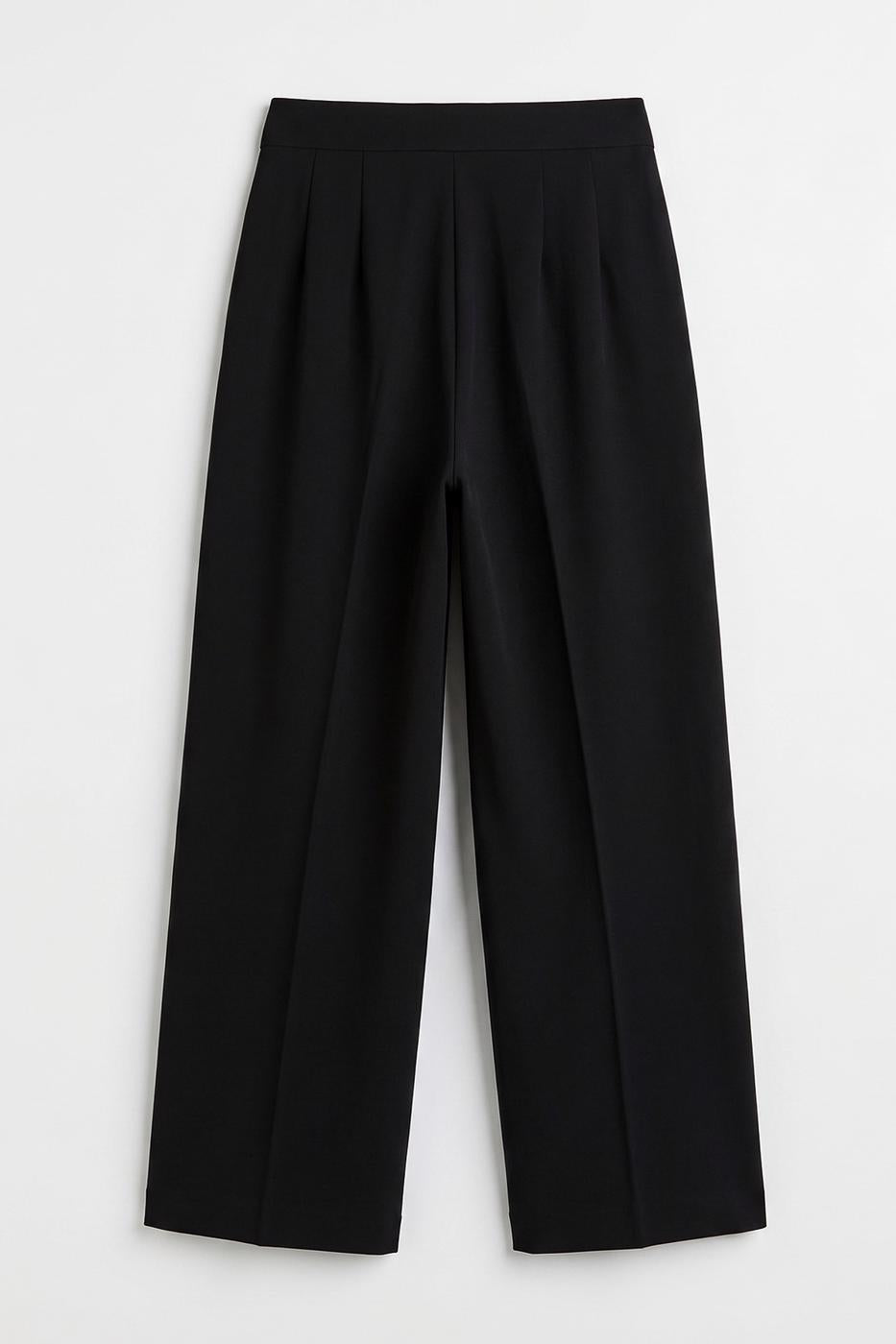 High-Waisted Pleated Trousers Black