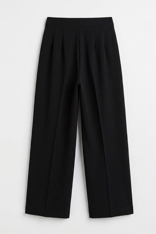 High-Waisted Pleated Trousers Black