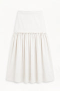 High-Waisted Poplin Midi Skirt White