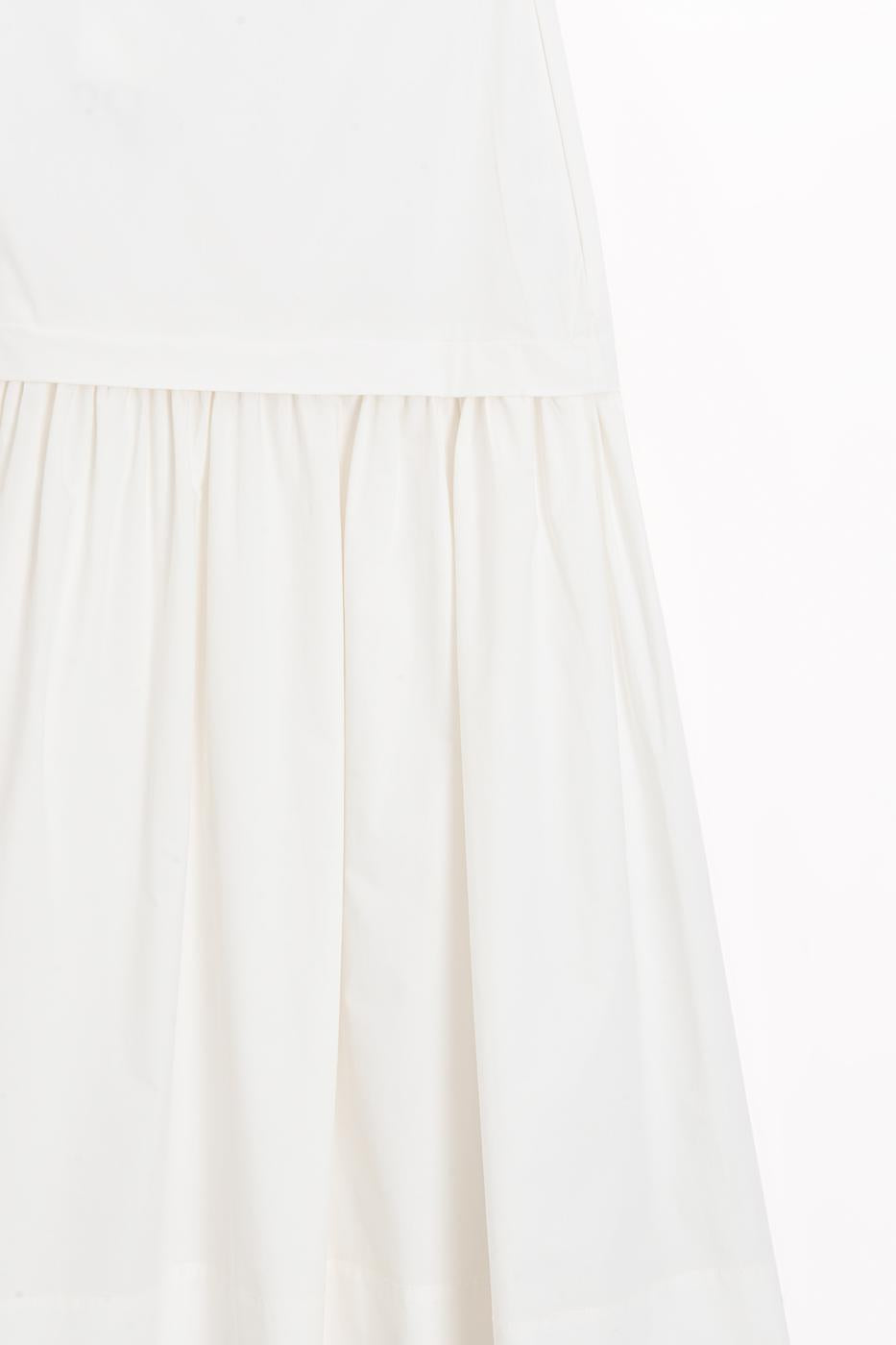 High-Waisted Poplin Midi Skirt White