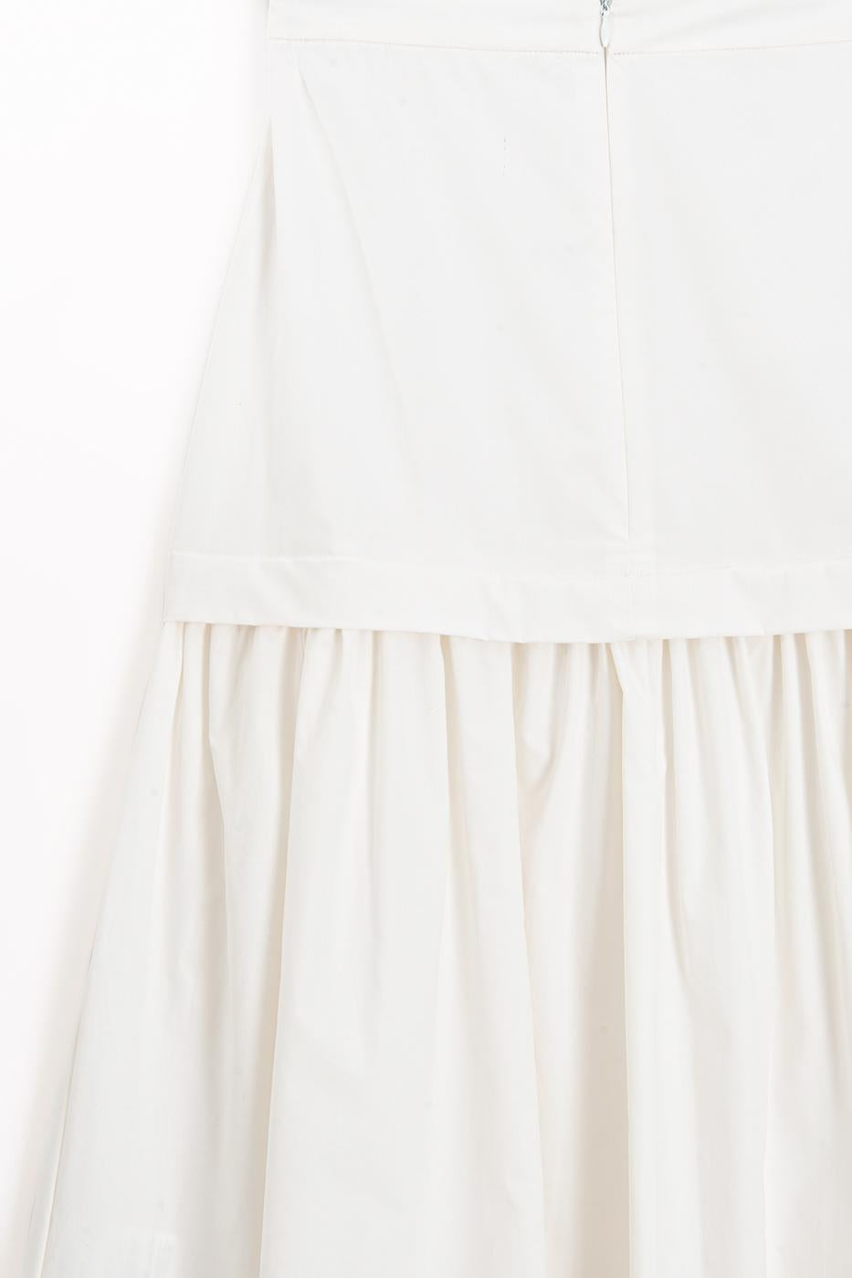 High-Waisted Poplin Midi Skirt White
