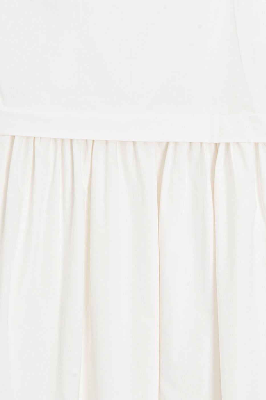 High-Waisted Poplin Midi Skirt White