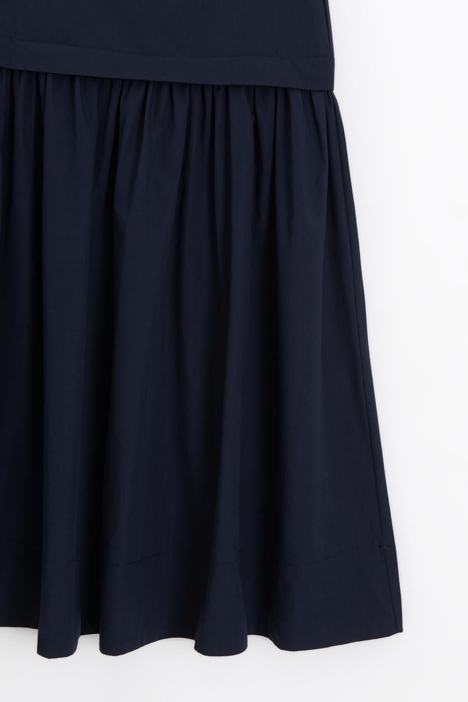 High-Waisted Poplin Midi Skirt Navy