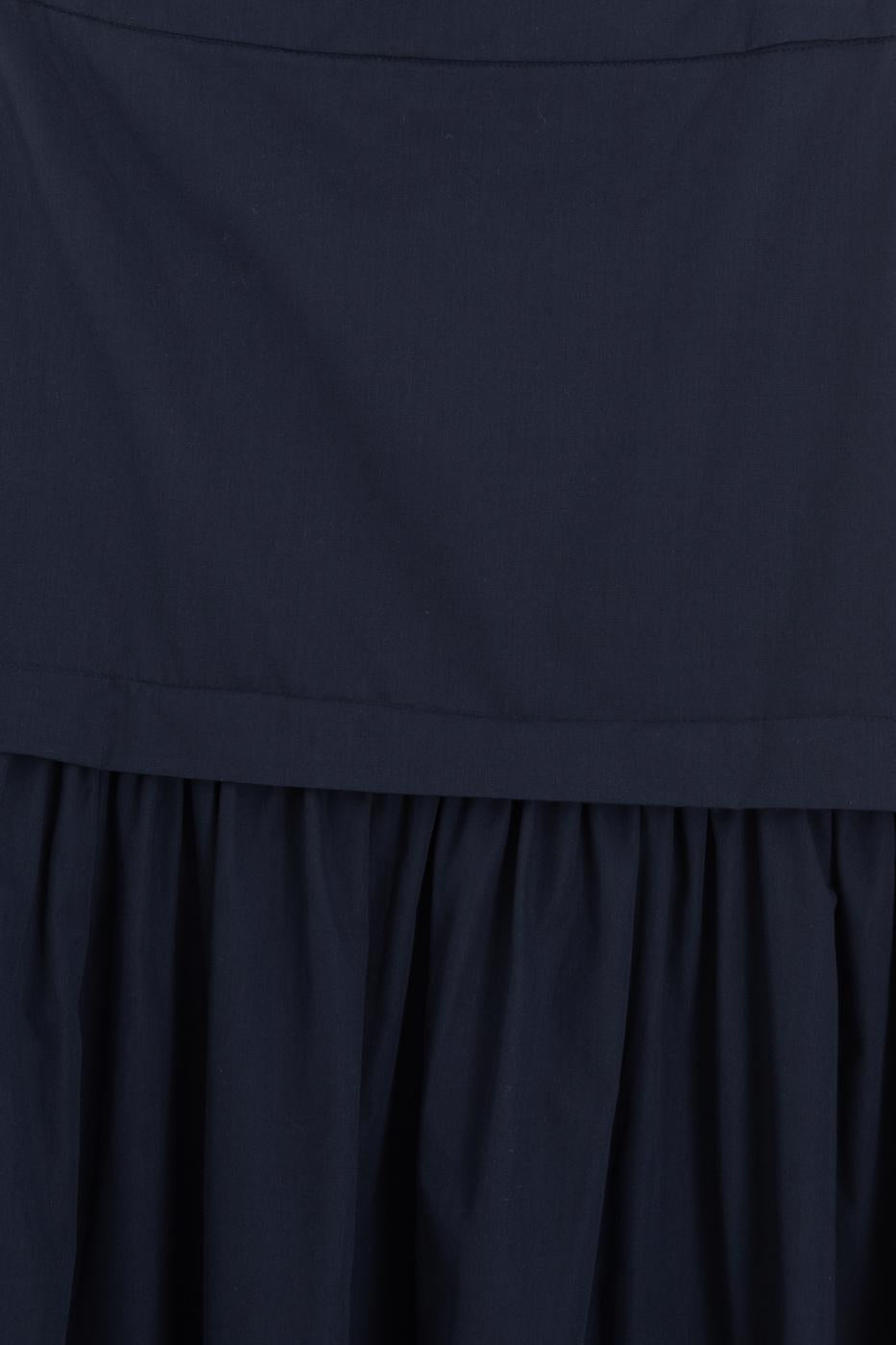 High-Waisted Poplin Midi Skirt Navy