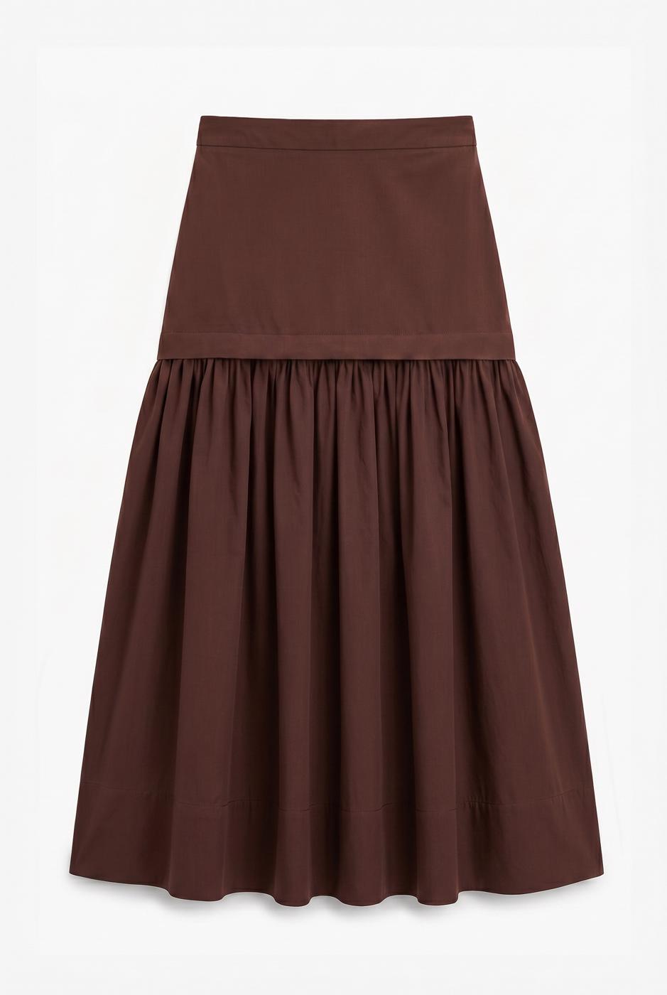 High-Waisted Poplin Midi Skirt Cinnamon