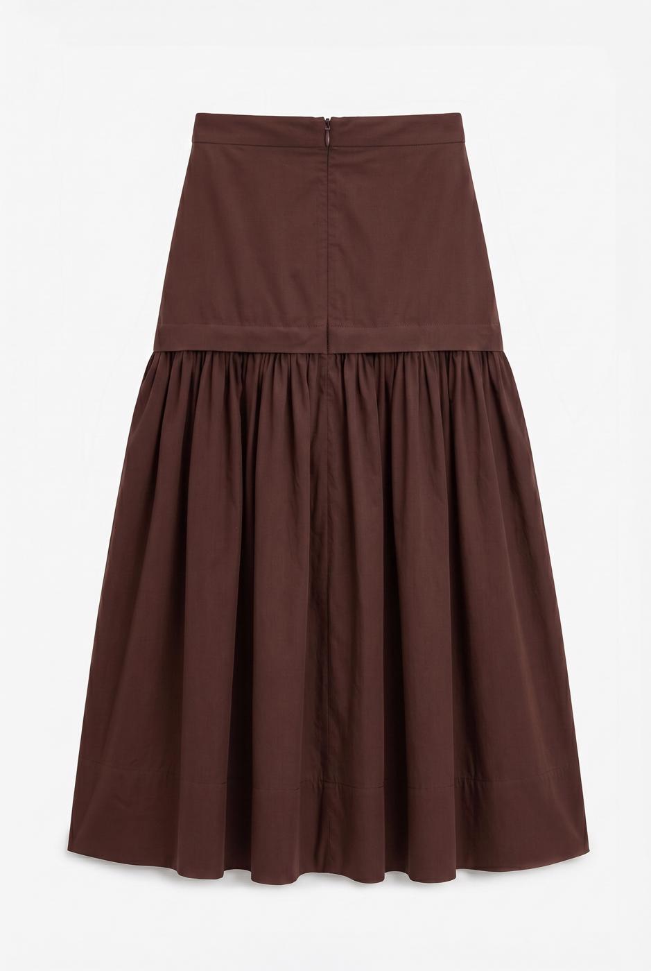 High-Waisted Poplin Midi Skirt Cinnamon