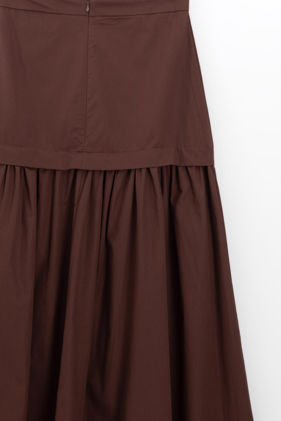 High-Waisted Poplin Midi Skirt Cinnamon