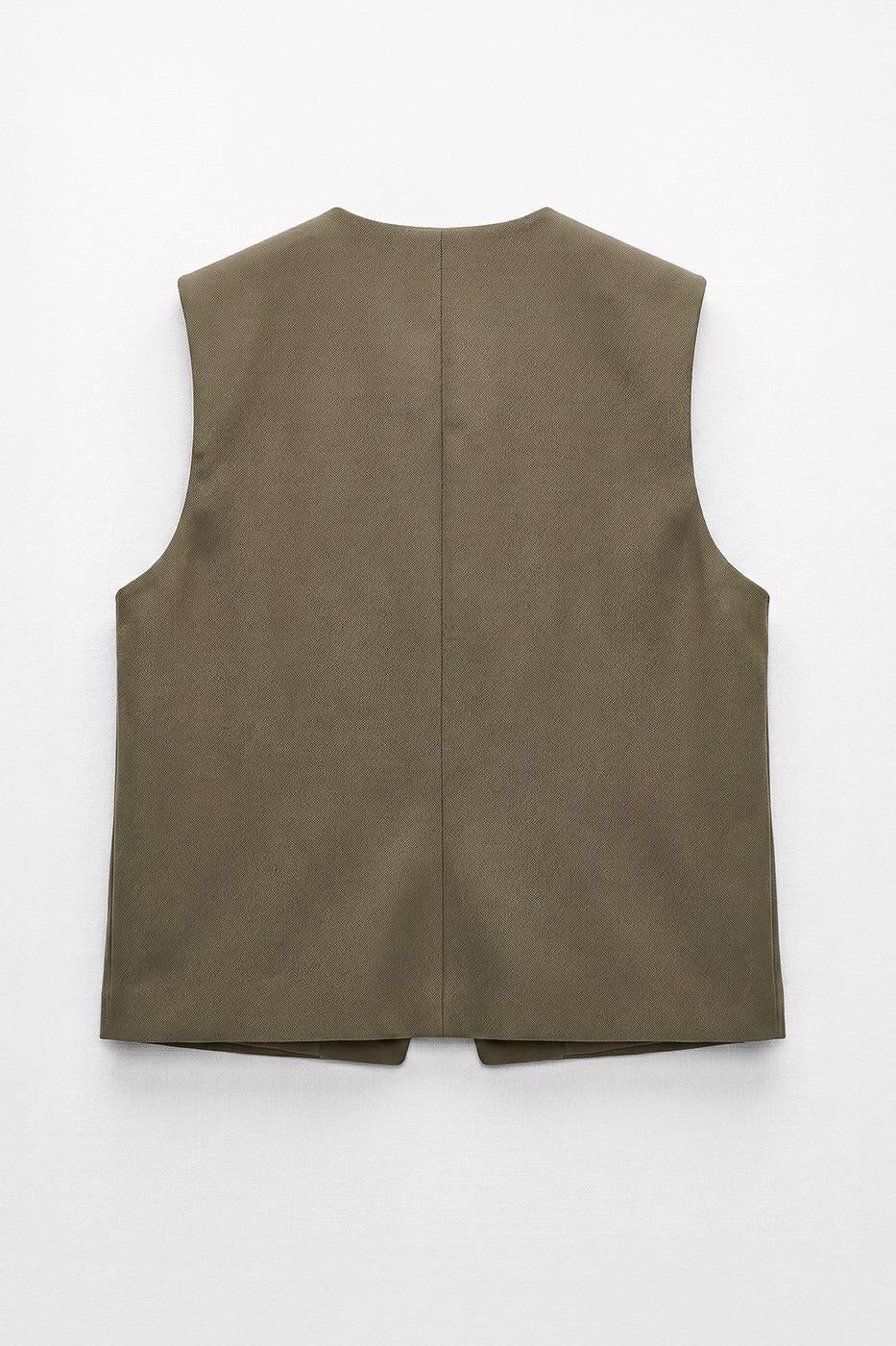 Round Neck Vest Khaki